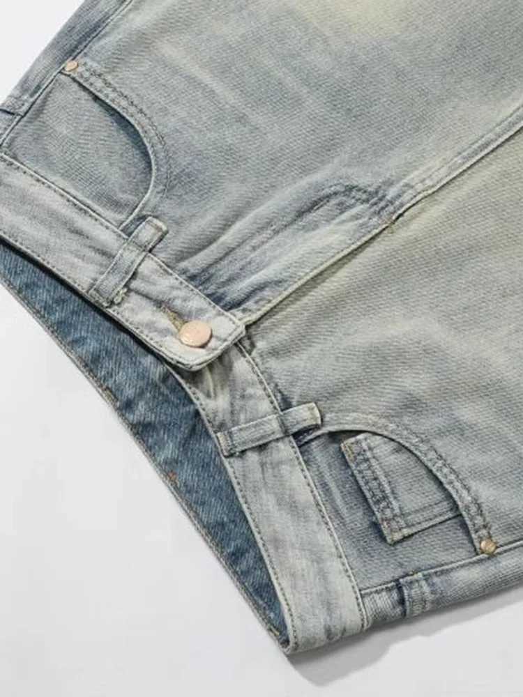 INS Distress Washed High Waist Loose Straight Leg Jeans Fashion Womens Light Blue Student Straight Leg Trouser Large Size XS-2XLT250319