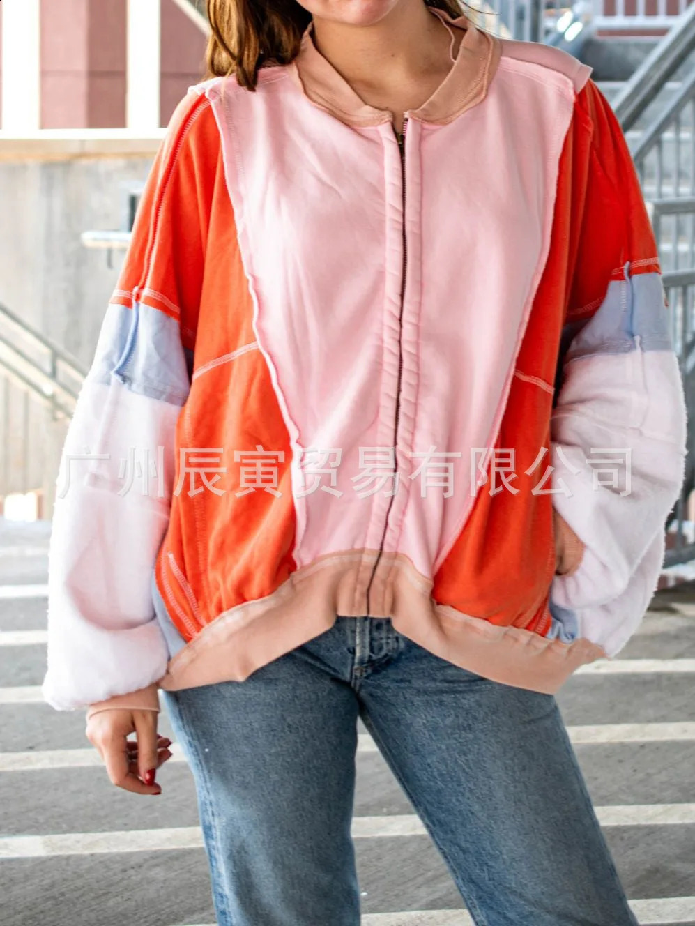 Womens Coats Zipper Baseball Jacket Casual Loose Y2k Street Clothing Punk Splicing Coat Simple Opening Spring 250317