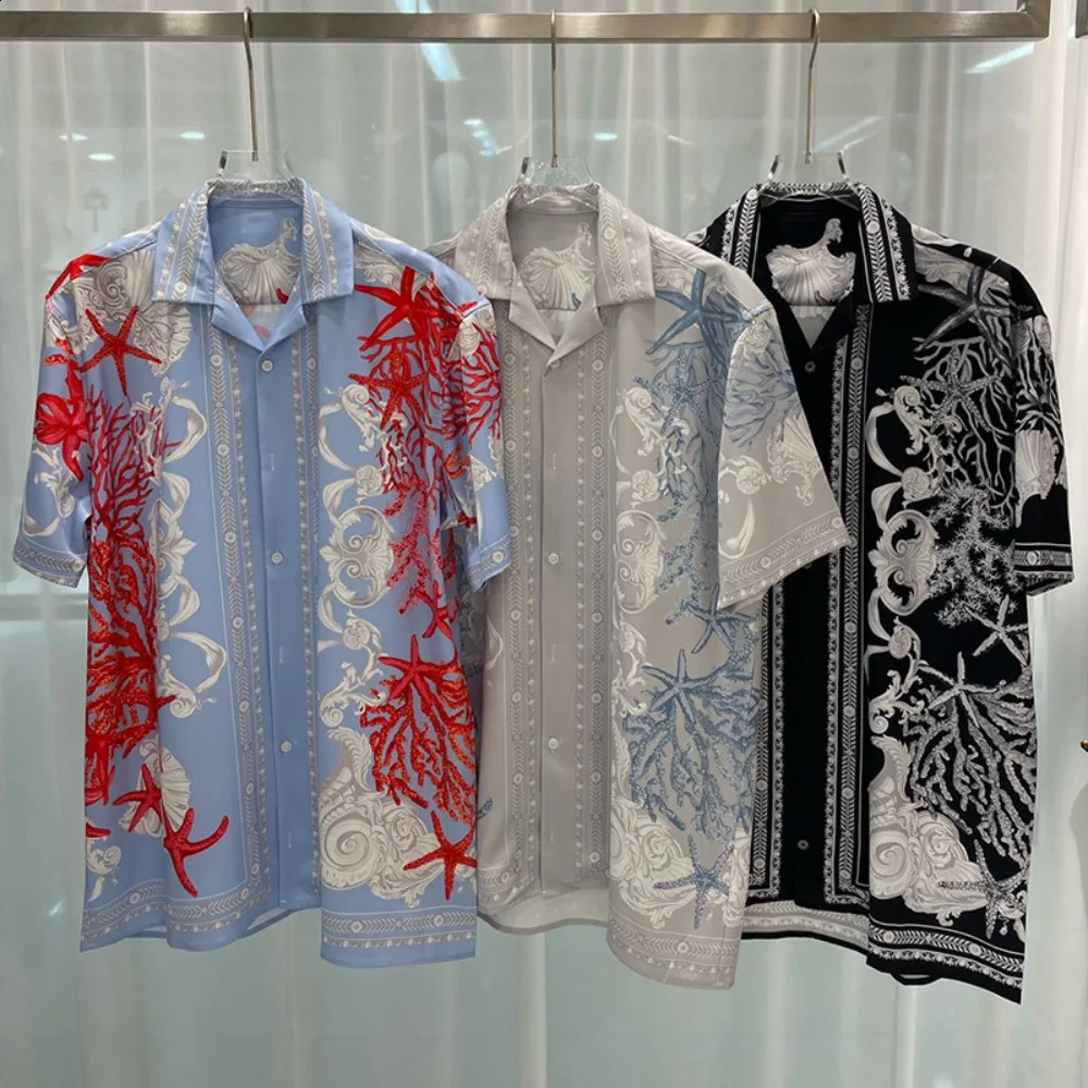SpringSummer Fashionable Casual Youth Travel Digital Printed Mens Short sleeved Shirt 250317