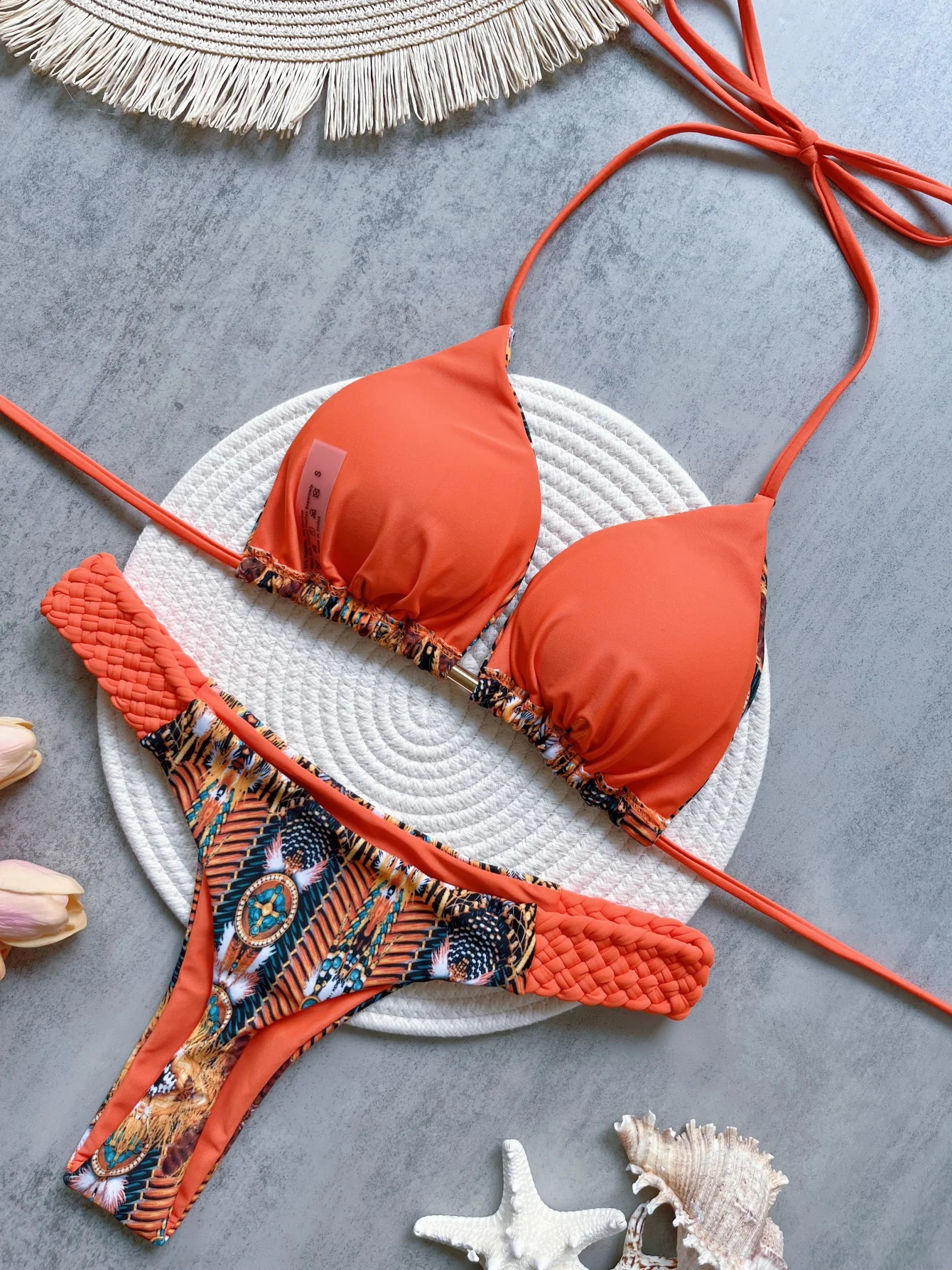 RUOTONSEPT Print Halter Mini Thong High Cut Bikini Female Swimsuit Women Swimwear Twopieces set Bather Bathing Suit Swim 250311