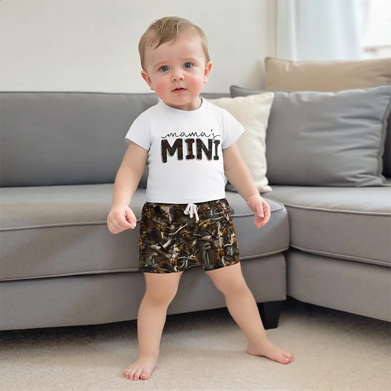 MISOWMNJOY Baby Boy Summer Clothes 2 pieces of toddler clothing letter printed short sleeved Tshirt with childrens set 250319