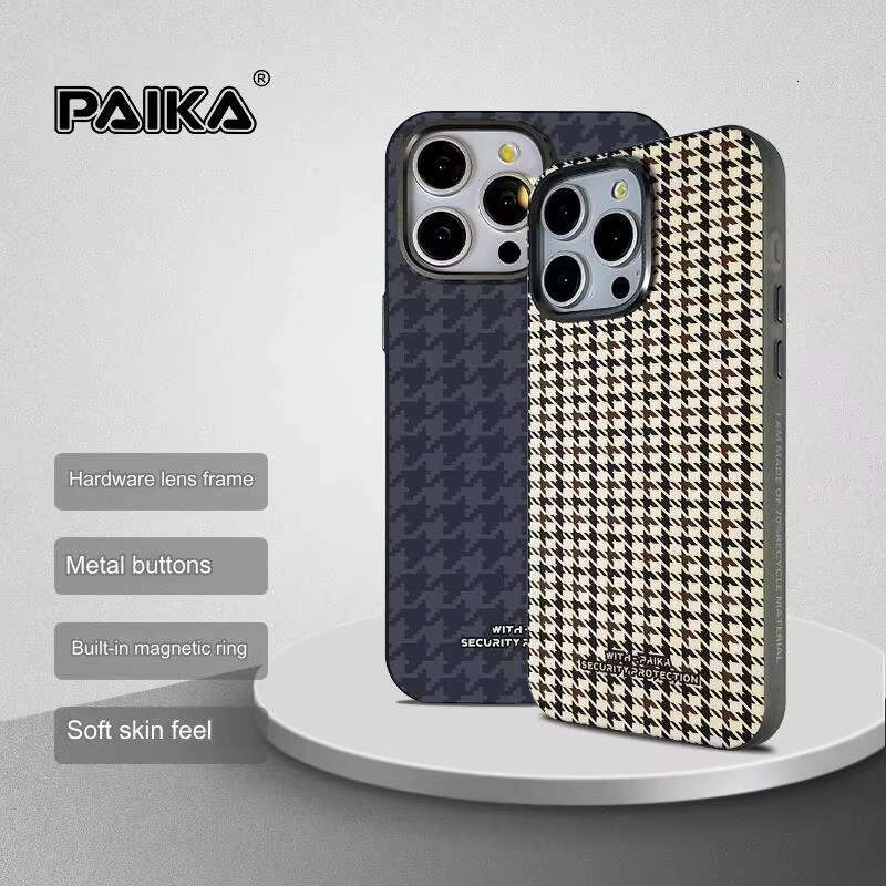 Houndstooth Magnetic Phone Case for iPhone 16 15 14 13 12 Pro Max PC Hard Back Panel Shockproonti Fall Frosted Cover