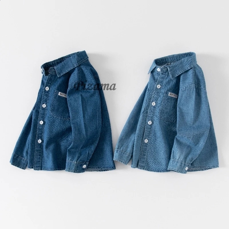 Spring Autumn Winter Full Sleeved Cotton Boys Jeans Kids Clothing Blue Deinm Tops Gentleman Baby Clothes for 27Years 250319