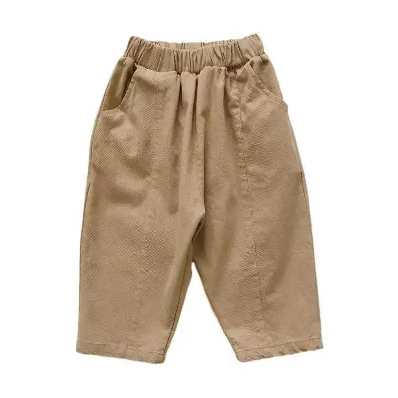 Spring 2024 Baby Retro Pocket Dungarees Loose Girls Casual Pants Solid Boys Fashion Boys ClothingT250318