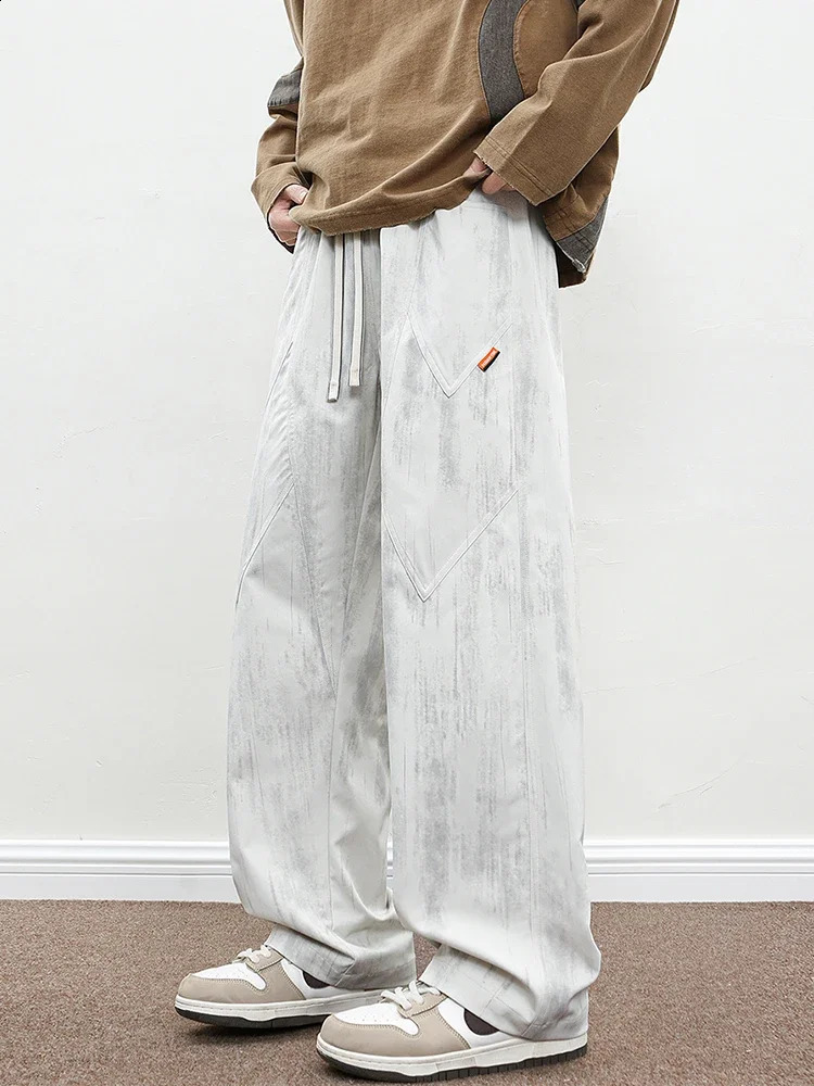 Korean Clothes Mens Casual Pant Straight Wide Leg Trouser Male Big Size Plus Large Baggy Fashion Spring Summer Loose Fit 250311