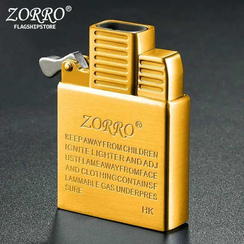 New ZORRO Dual Fire Torch Insert Lighter Gas Jet Windproof Flint Gasoline Oil Lighter Inflatable Butane Kerosene Liner DIY ToolC250319
