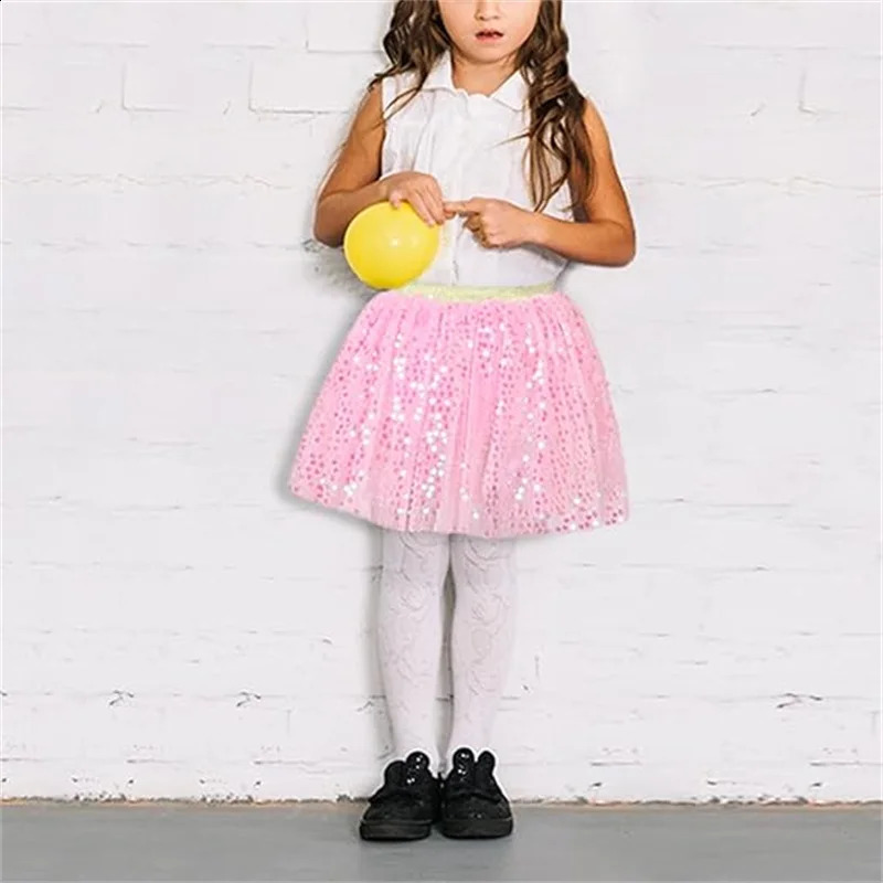 Girls Sequin Skirts Toddler Tutu Skirt Tulle Dance Skirts Girls Birthday Fashion Clothes 250319