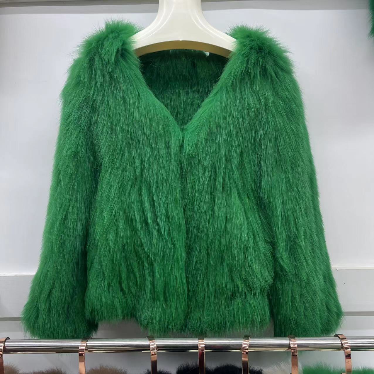 Tiktok same style fox knitting coat women's short fur double-sided V-neck real wool thickened