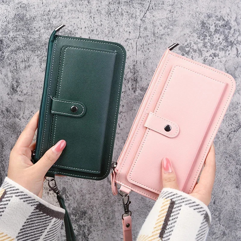 Fashion Women Wallets Simple Zipper Purses Black White Gray Red Long Section Clutch Wallet Soft PU Leather Money Bag 250318