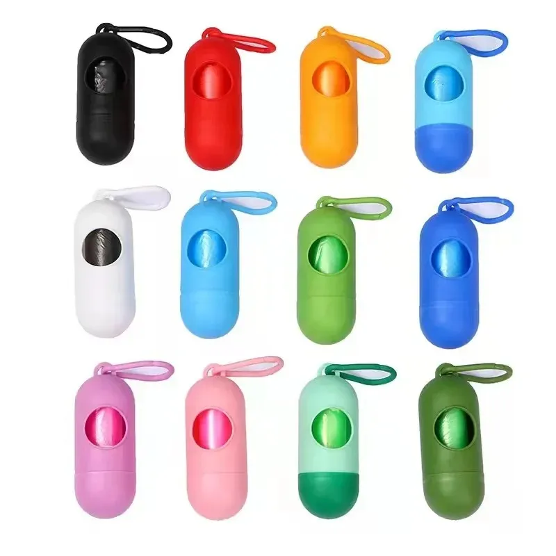 New Pet Waste Dispenser for Dog Waste Bag Holder Plastic Garbage Bag Carrier Case Bullet Pet Dog Waste Poop Pocket