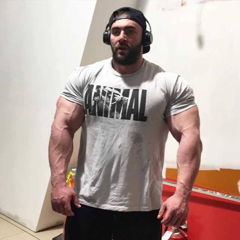 Slow jogging summer gym fitness T-shirt loose muscle mens fitness training breathable T-shirt plus size sports short sleeved T-shirtT250318