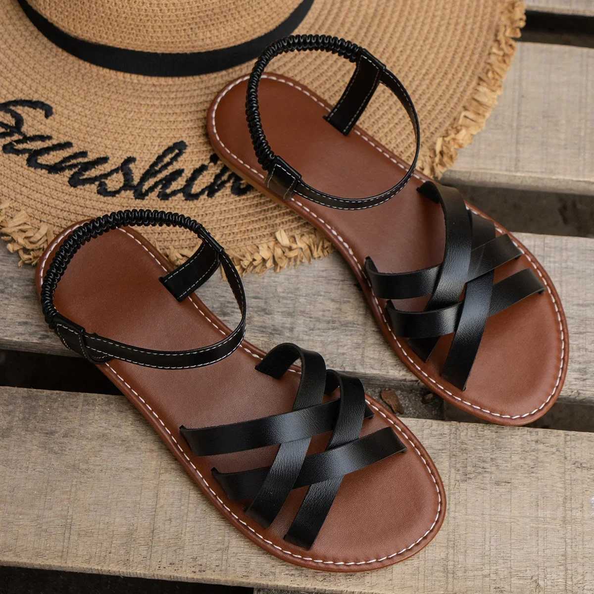 New Arrival Chic Spring Essential Womens lightweight flat sandals with a simple elastic band perfect for all day comfort and fashion T250318