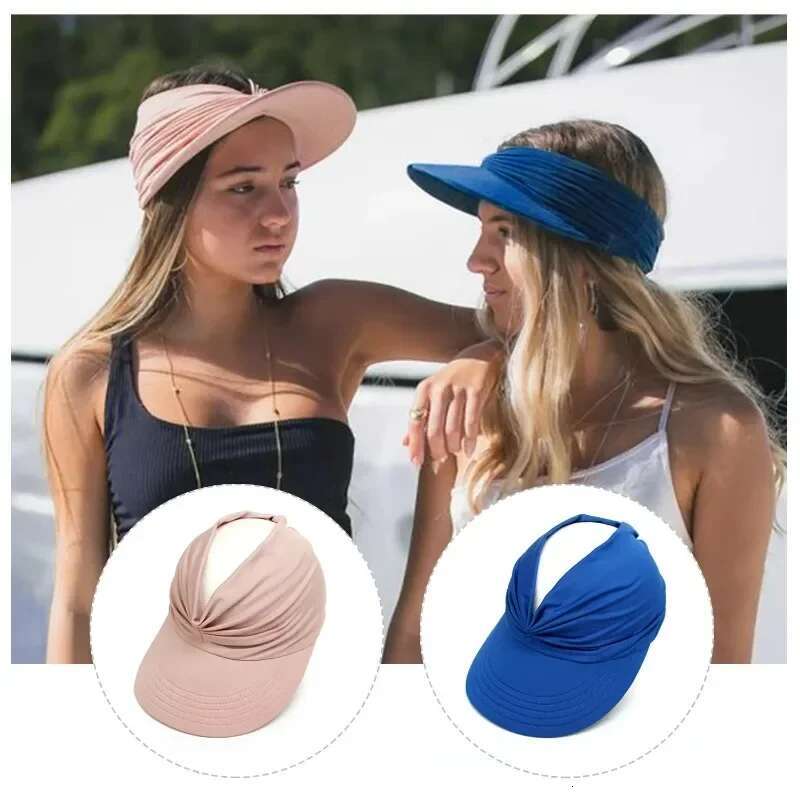 Summer Sun Protection Hats Easy To Carry Travel Caps Fashion Beach Flexible Adult For Women Anti-Uv Wide Brim Visor Hat
