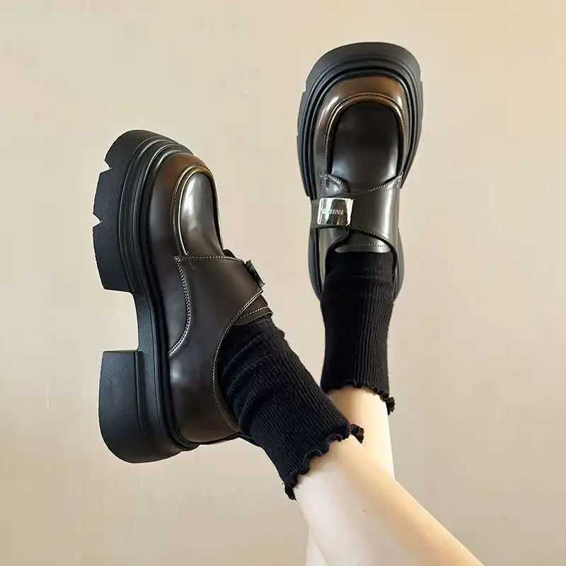 Womens flat shoes autumn British style Oxford round toe platform Loafers with fur all horse casual womens sports shoes dressXJ250319