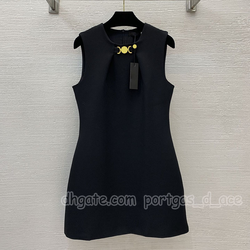 Luxury Brand Black Dinner Dress Designer Women Summer Sleeveless OL Vest Dresses Birthday Wedding Formal Dress