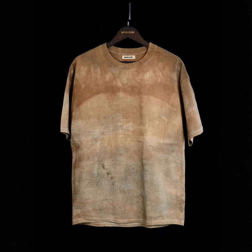 2025 hand drawn short sleeved T-shirt for men, washed with water, loose casual couple style, hip-hop style ins versatile top