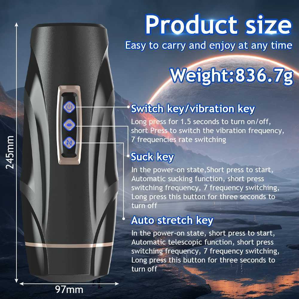 Fully automatic retractable airplane cup male masturbation cup reality pocket vaginal and penile stimulation adult sex toysXJ250319