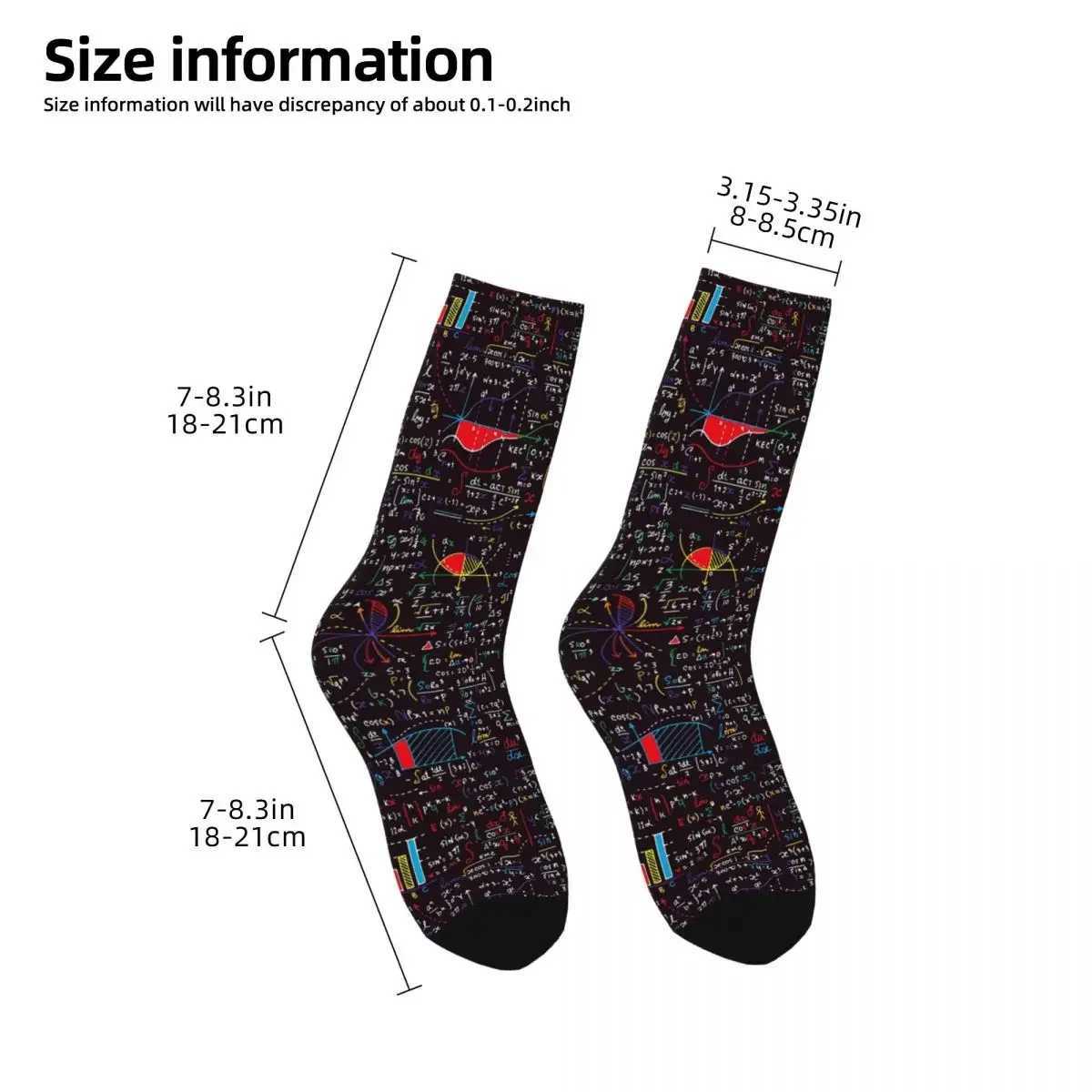 Color mathematical formula socks Harajuku sweat absorbing long socks seasonal unisex birthday gift socks accessories X250319