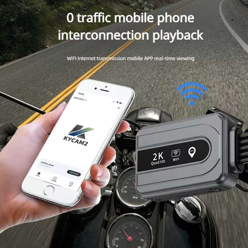 LCC524 2K Dash Camera No Screen Safe Driving IP67 Dual Lens Loop Recording WiFi Motorcycle Recorder