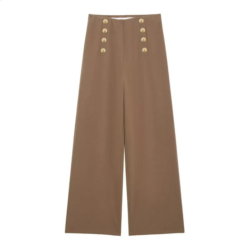 HipBeam Button Trouser Womens Spring Casual Simple Pants Retro Wide Leg 250318