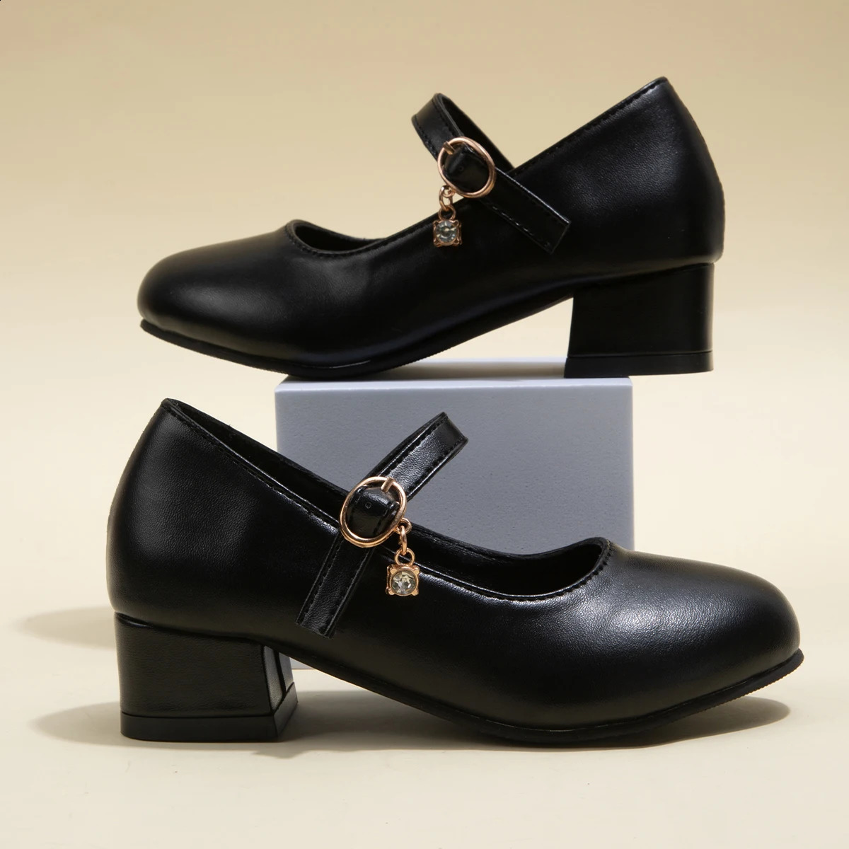 Children Girls Leather Shoes White Princess High Heel For Kids Performance Dress Student Show Dance Sandals 2637 250319