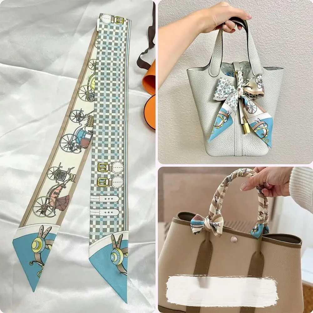New style horse scarf tight luxury brand diagonal printed tie bag handle ribbon scarf design ribbon scarf X250319
