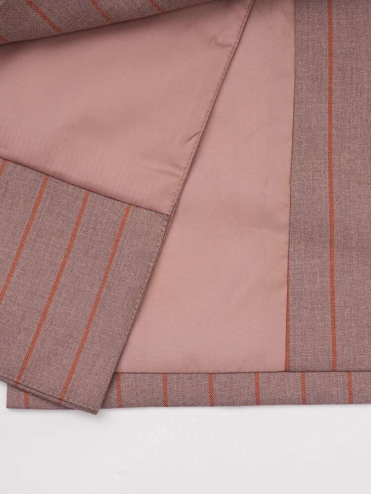 Women Brown Striped Irregular Elegant Big Size Blazer New Lapel Long Sleeve Jacket Fashion Tide Spring Autumn 2025 Cpdb202