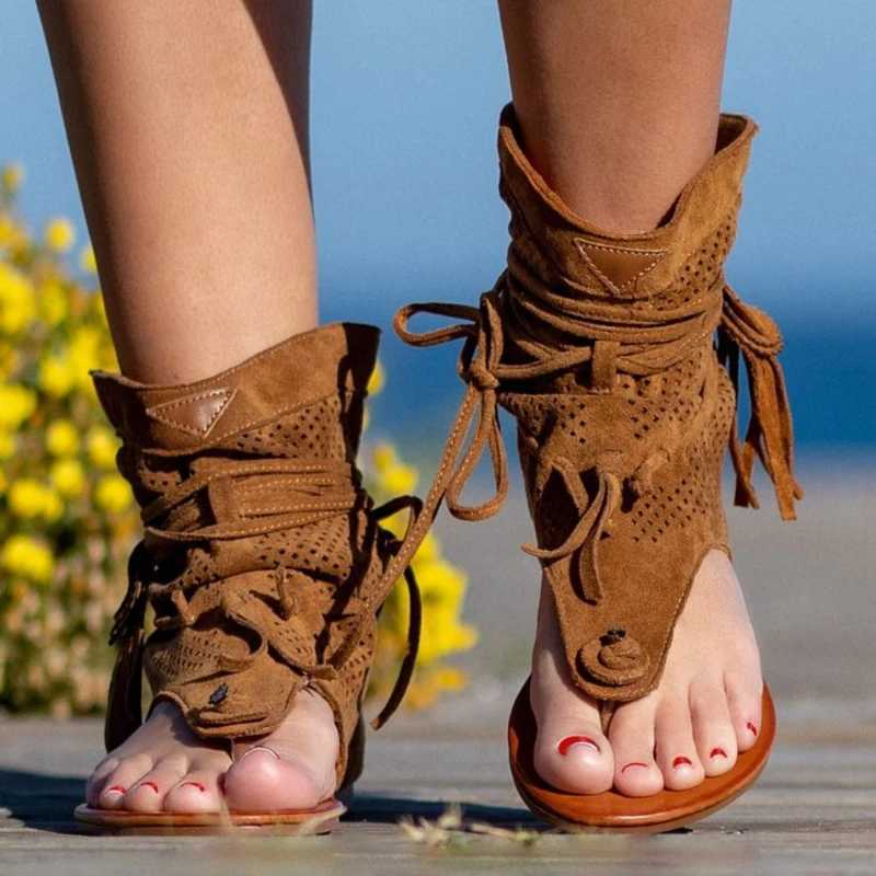 New Arrival Womens Retro Sandals Gladiator Womens Pinch Toe Retro Boots Casual Tassel Roman Fashion Summer Womens Shoes Womens Sandals T250318