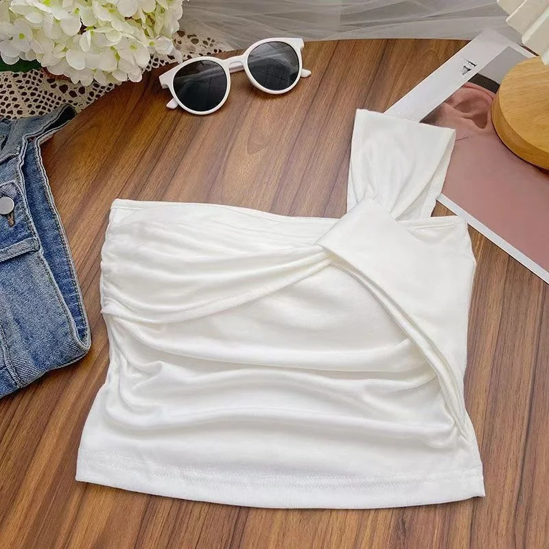 Colorful Y2K Spicy Girls Crop Top One Shoulder Sleeveless In Ladys sweet Vest Korean Casual Chic Camisole Streetwear 250319