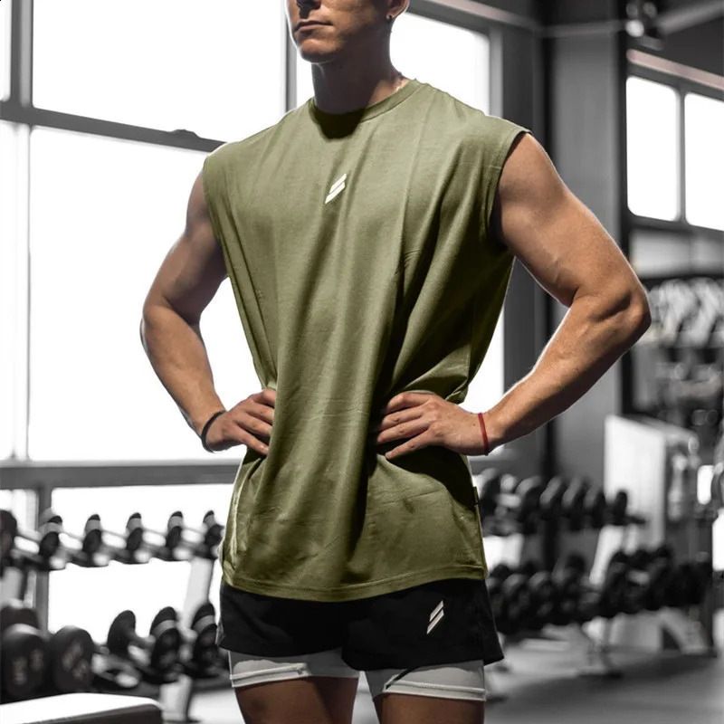 Summer Fitness Sports Tank Top Mens Breathable Loose Mesh Training Sleeveless T-shirt Quick Drying vest male Fitness Clothing 250319