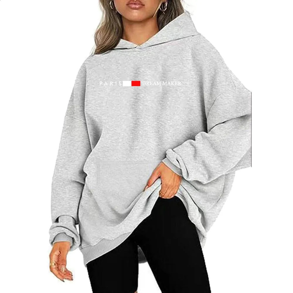 Womens collar super large hoodie pocket fashion trend streetwear classic style lining sportswear 250318