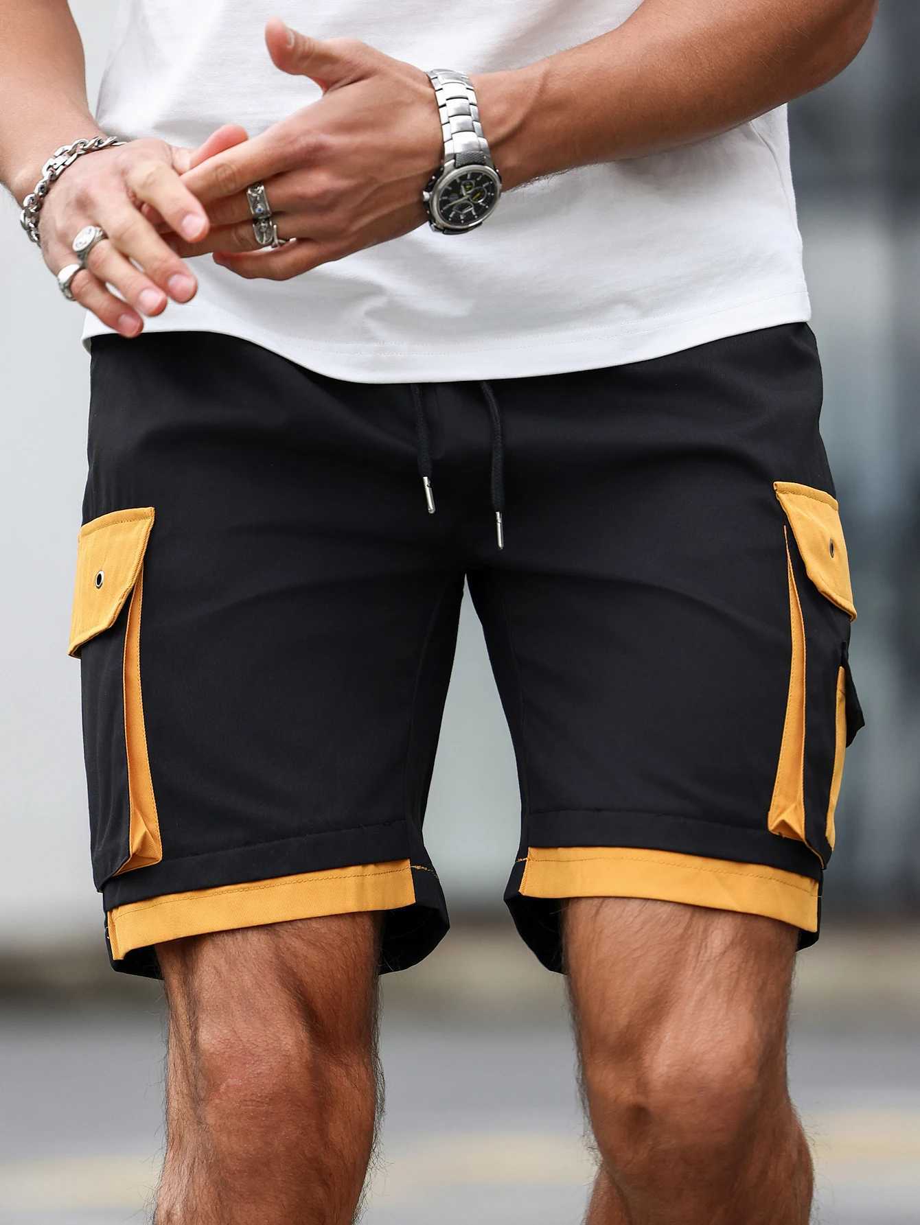 Mens fashionable waist bag cargo shorts used for summer outdoor leisure and work decorative comparison W250319