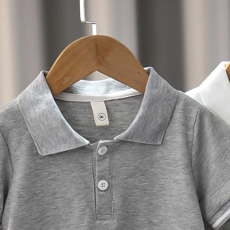 Summer Boys Fashionable Casual Breathable Black White and Grey Tri Color/POLO Shirt/Short sleeved Shirt/2-8 Years Old 250319