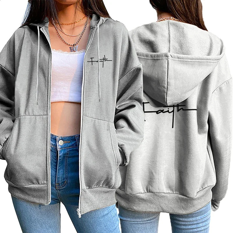 Womens zipper cardigan wool sweater printed casual hooded sweatshirt jogging clothing highquality street womens jacket 250319