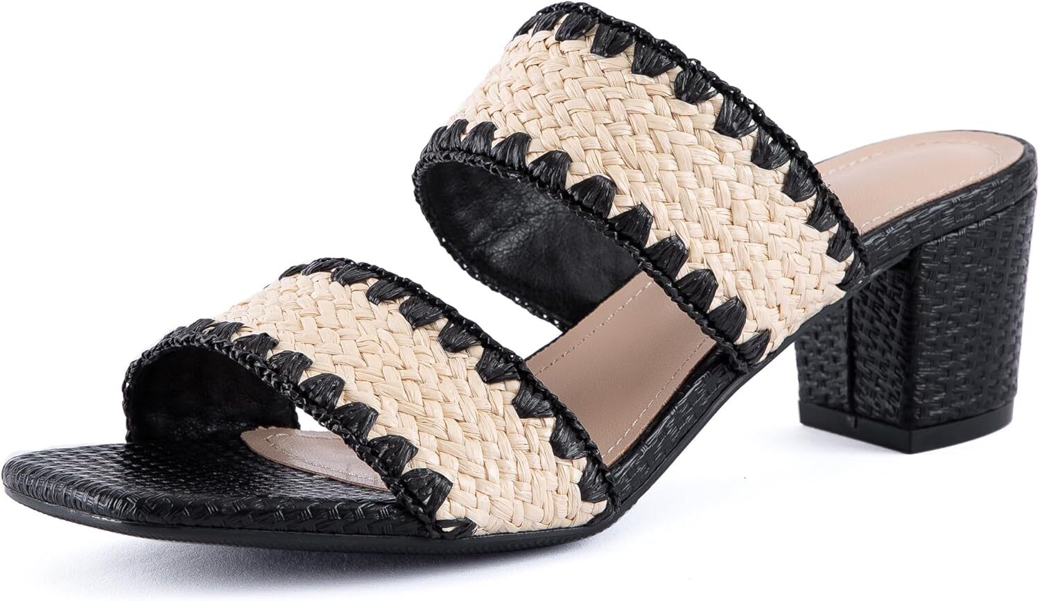2025 New Designer Women's high-heeled sandals, woven block, bare summer, square leather weave, comfortable lace up dress, casual high-heeled shoe