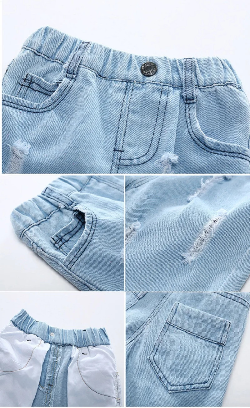 4-9 Years Children Shorts Toddler Kids Short Pant Summer Cotton Denim Boys Beach Shorts Leisure Capris Baby Clothing KF553 250319