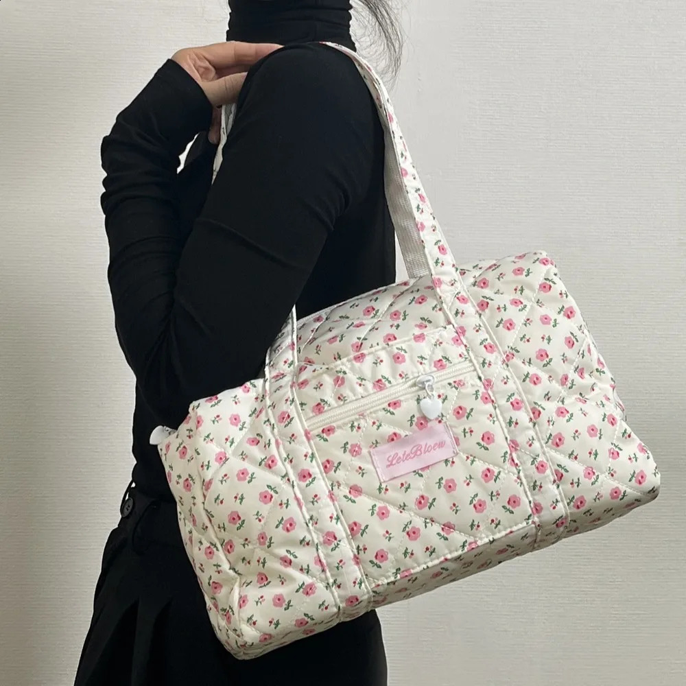 Korean Style Stroller Organizer Bags Flower Large Capacity Floral Mummy Bag Lightweight Tote Baby Diaper Organizer Female 250319