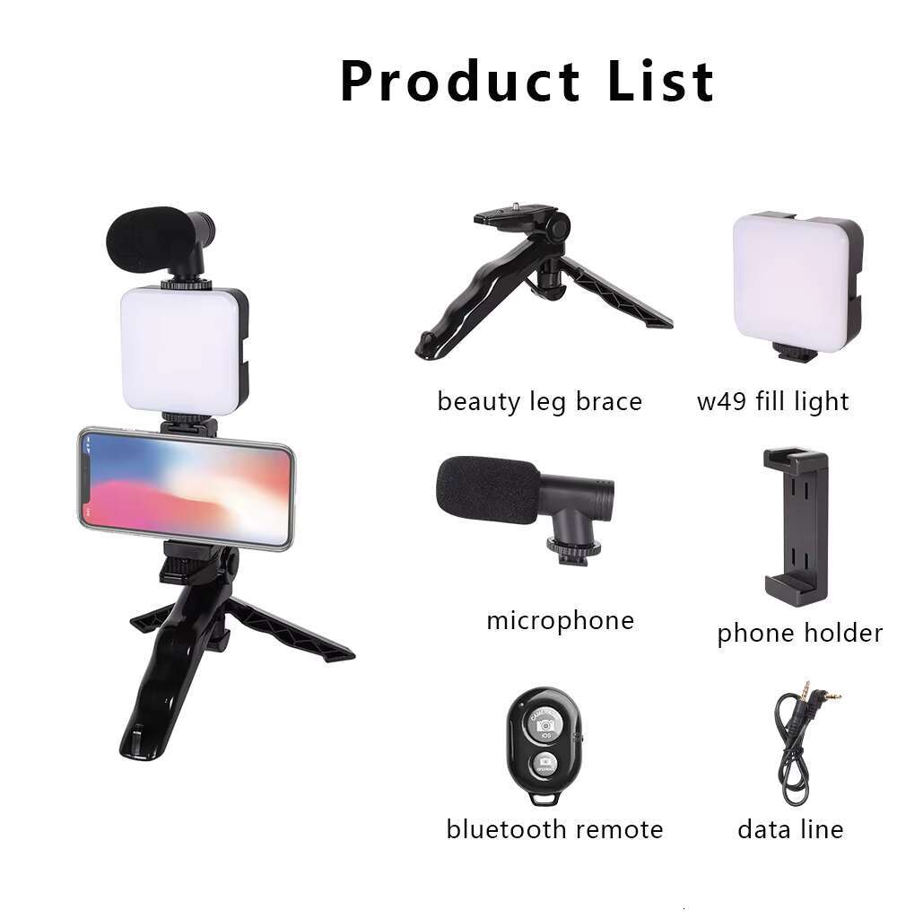 KALIOU AY-49 Sets Mini Flexible Professional Selfie Stick Mobile Phone Camera Stand Tripod with Microphone Led Light