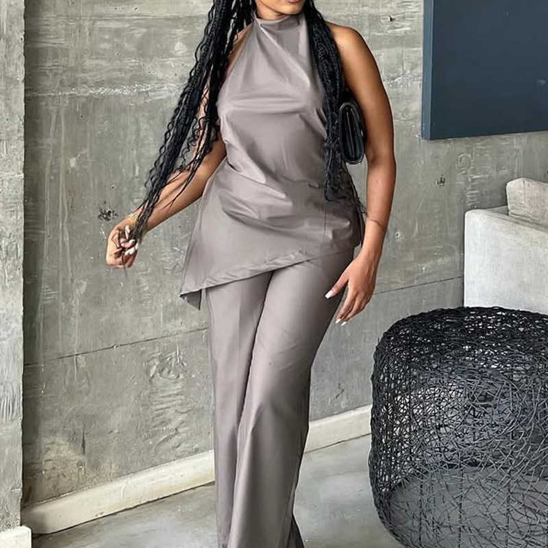 Women's summer new minimalist pullover top and pants two-piece set 250315