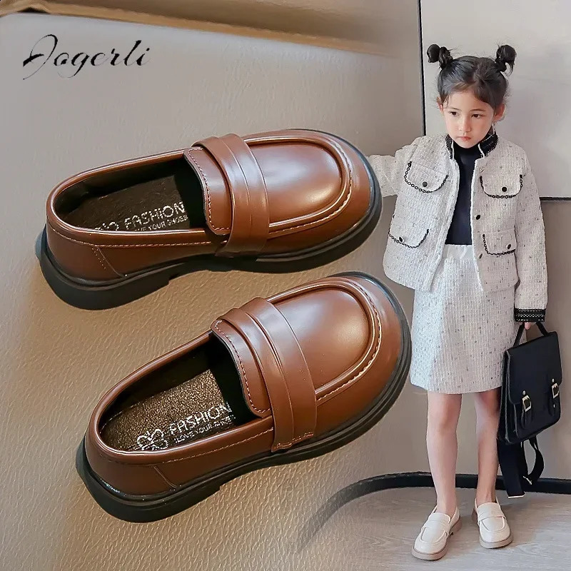 Girls PU Leather Shoes SpringSummer Collection Childrens Soft Bottom Princess Apartment Black School Casual 250319