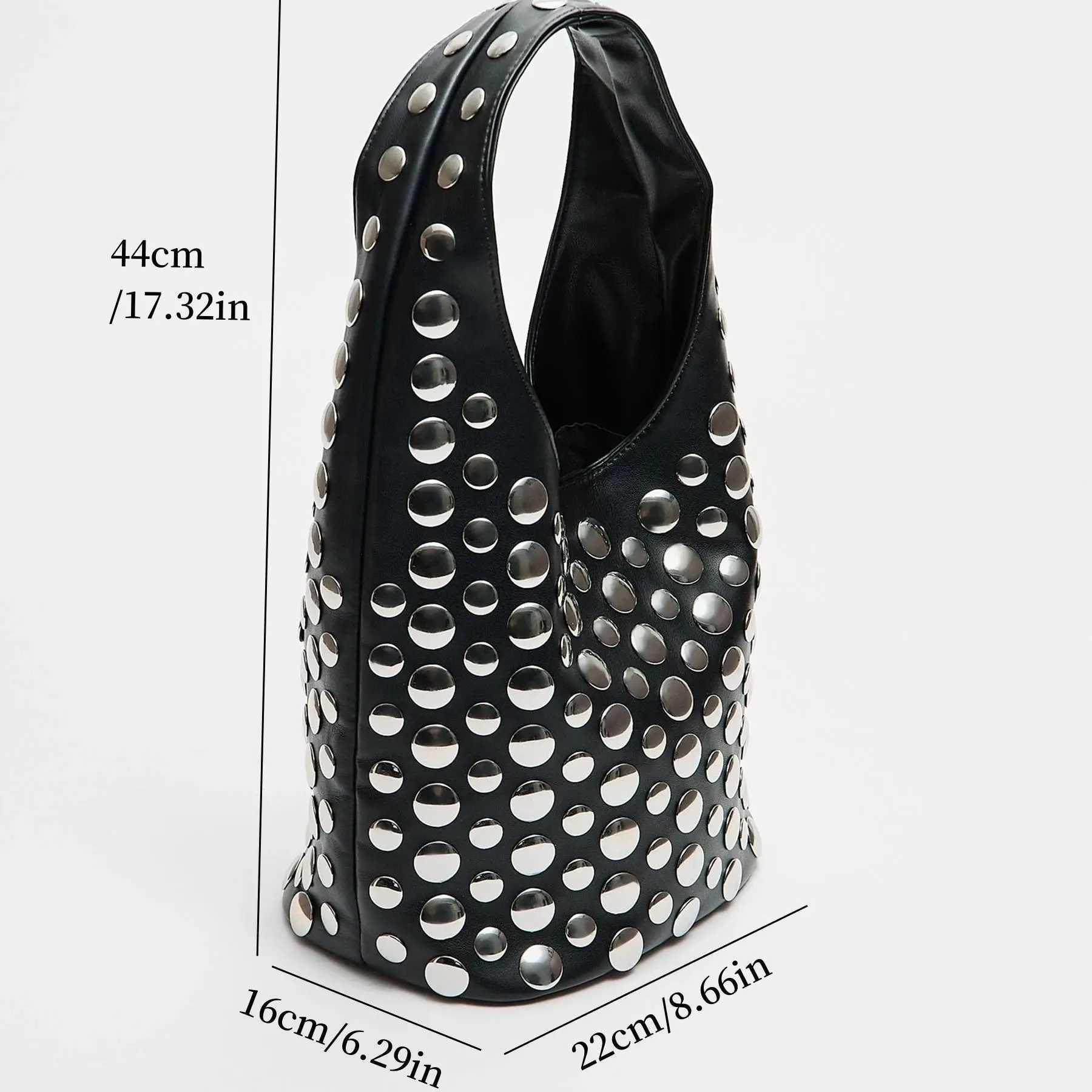 Punk style embossed double-sided circular inlaid niche luxury bucket bag fashionable womens underwear large capacity shoe bag Y250318