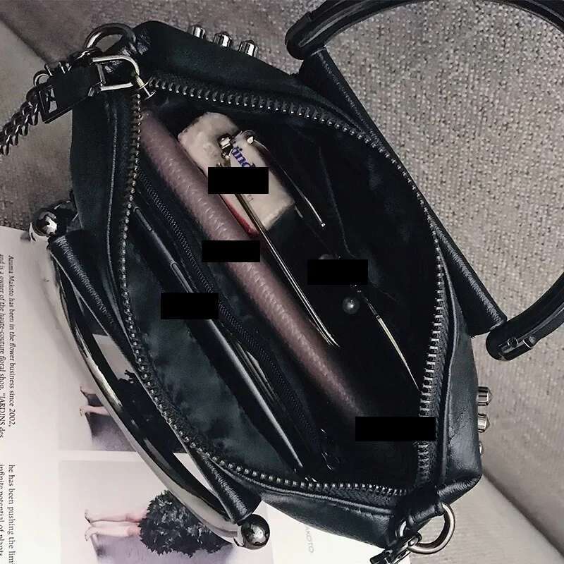 Rivet Design Women Handbag Mini Fashion Chain Tassel Lady Shoulder Bags Black Girls Flap Crossbody Bag Bolsa Franja Totes