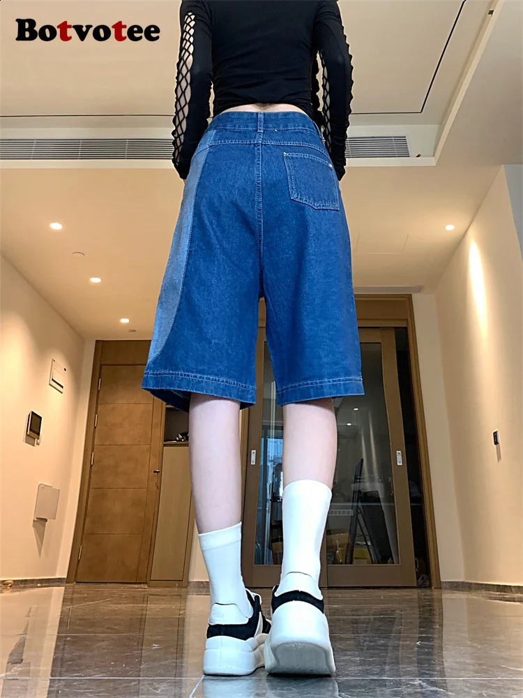 Botvotee Blue Summer Bermuda Womens Jeans Korean Fashion Street Clothing Kayaking Work Denim Shorts 250317
