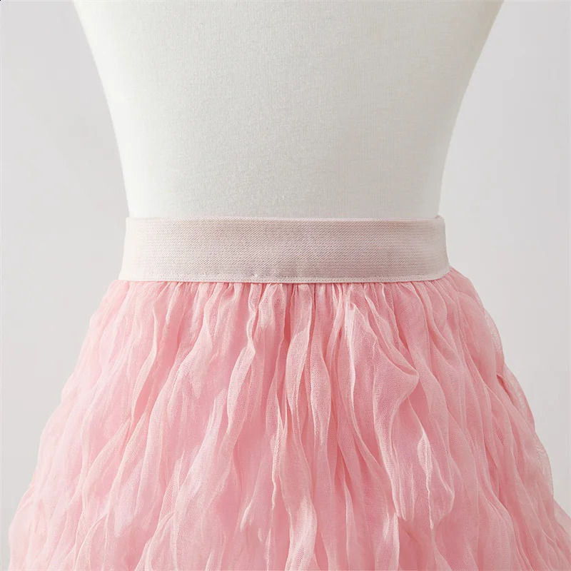 Girls Ruched Waves Skirt For Children Sweet Long Skirt Childrens Wear Causal Petty Femme Lovely Girls Clothing 250319