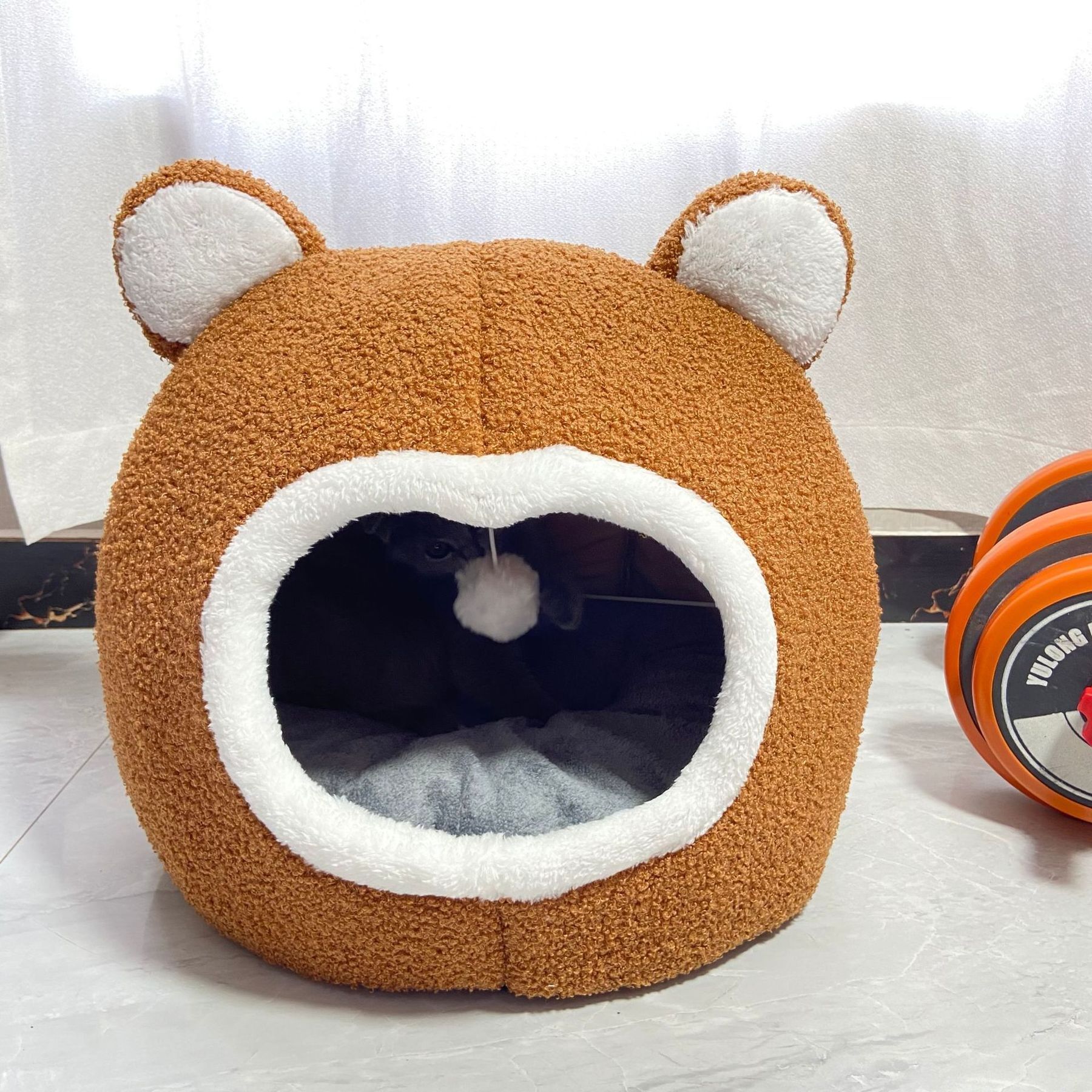 Pet House Soft Long Plush Kitten Lounger Cushion Small Dogs Tent Cave Beds For Cozy Cat Nest Mat