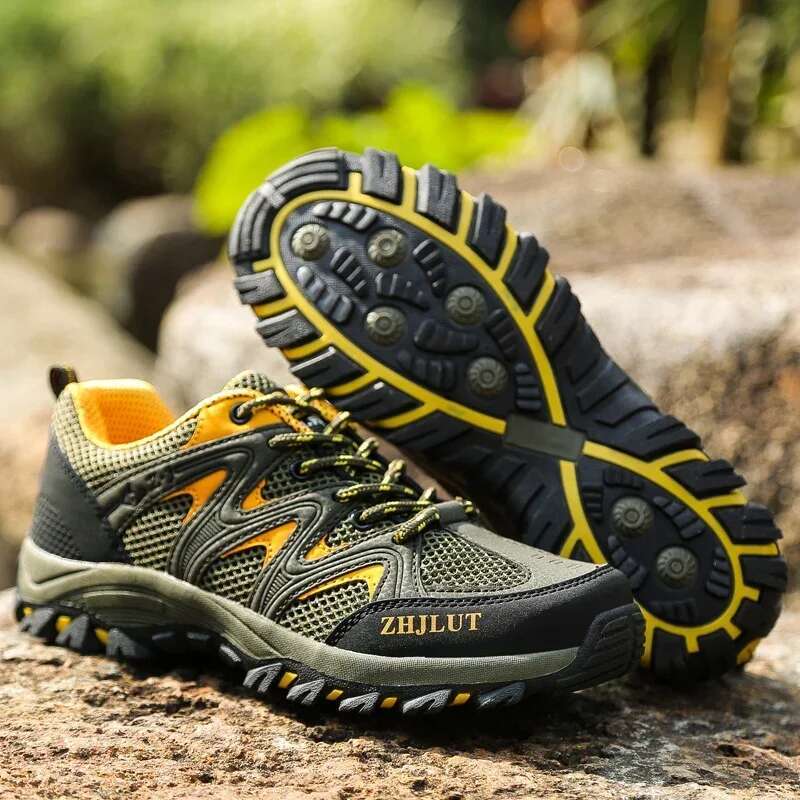2025 new summer men's casual outdoor mesh sports shoes women's non slip lace up hiking shoes breathable camping designer fashionable black s