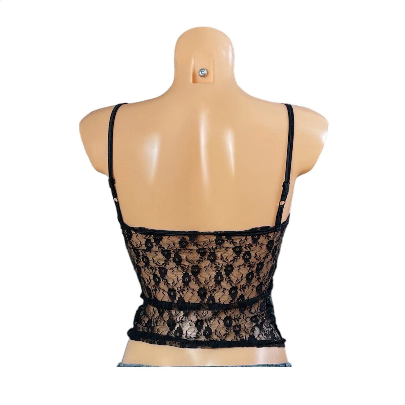 Floral Lace Mesh Sheer Camis 90s Vintage Spaghetti Strap Top Women Summer Sleeveless Vest Y2K Fairycore Backless Crop Tops 250319