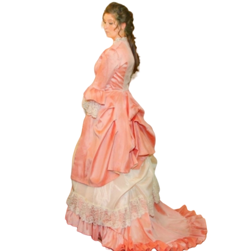 Vintage Victorian Prom Dresses Ruched Medieval Ball Gown Court Train Long Historical Evening Gown Polonaise Bustle Dress Special Occasion Wear For Lad