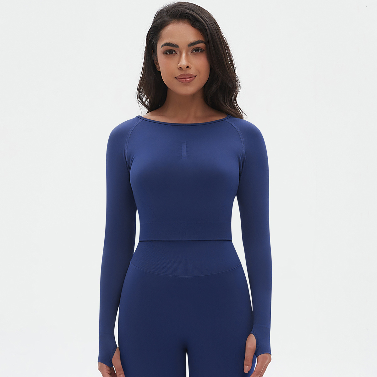 Seamless tracksuit Knitted Solid Color Tight High Elasticity Clothing Long Sleeve Sports Running Fitness Yoga Top for Women leggings