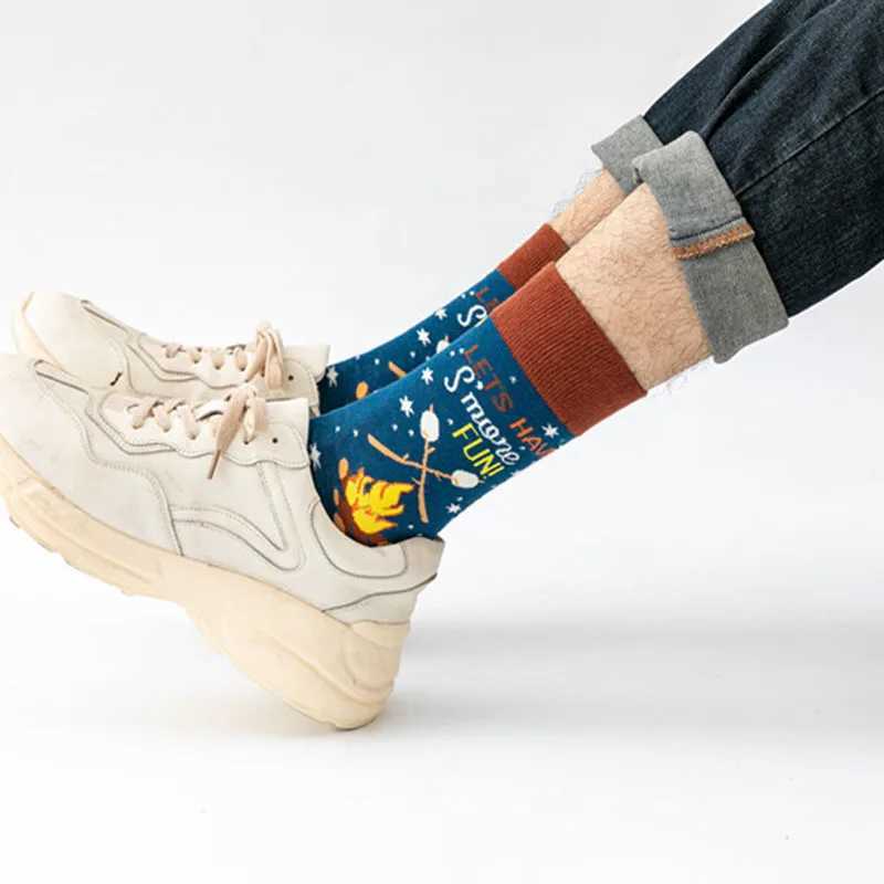High quality cotton socks autumn and winter long tube lover letter flower AB personality color magpie socks X250319